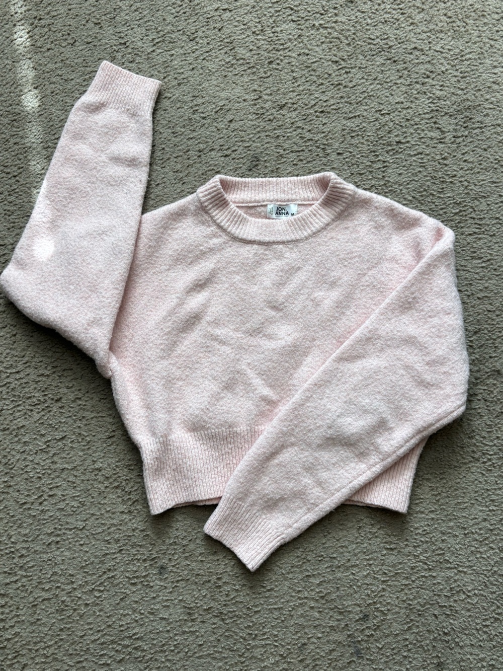 Light Pink Cropped Crewneck Sweater
